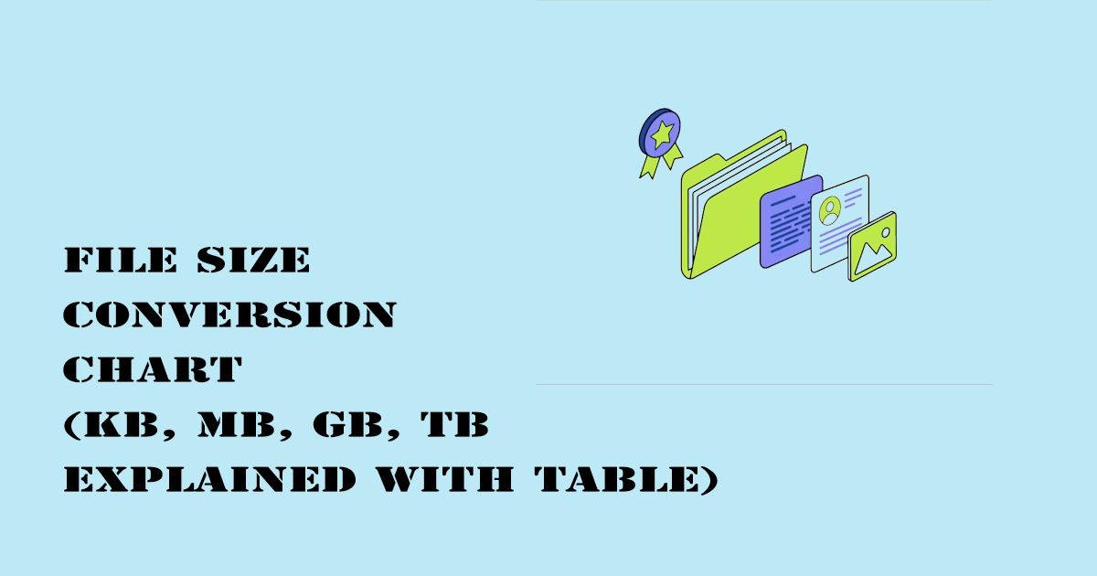 Designed Image with 'File Size Conversion Chart (KB, MB, GB, TB Explained with Table)' text on it.