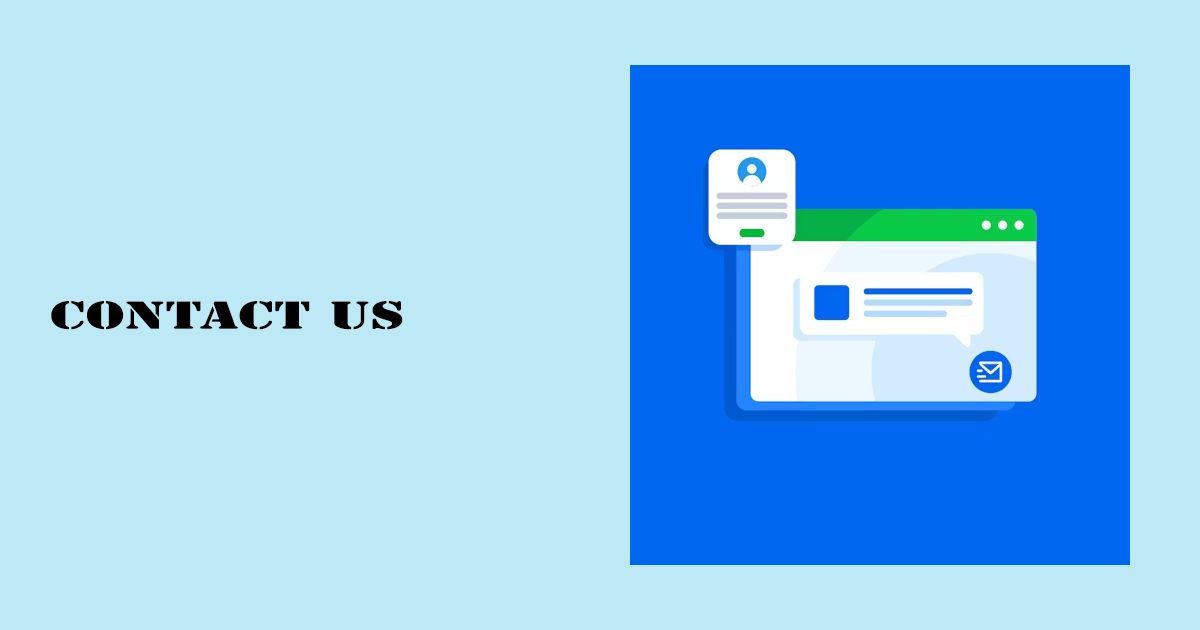Designed Image with 'Contact Us – Get Support, Help & Enquiries' text on it.