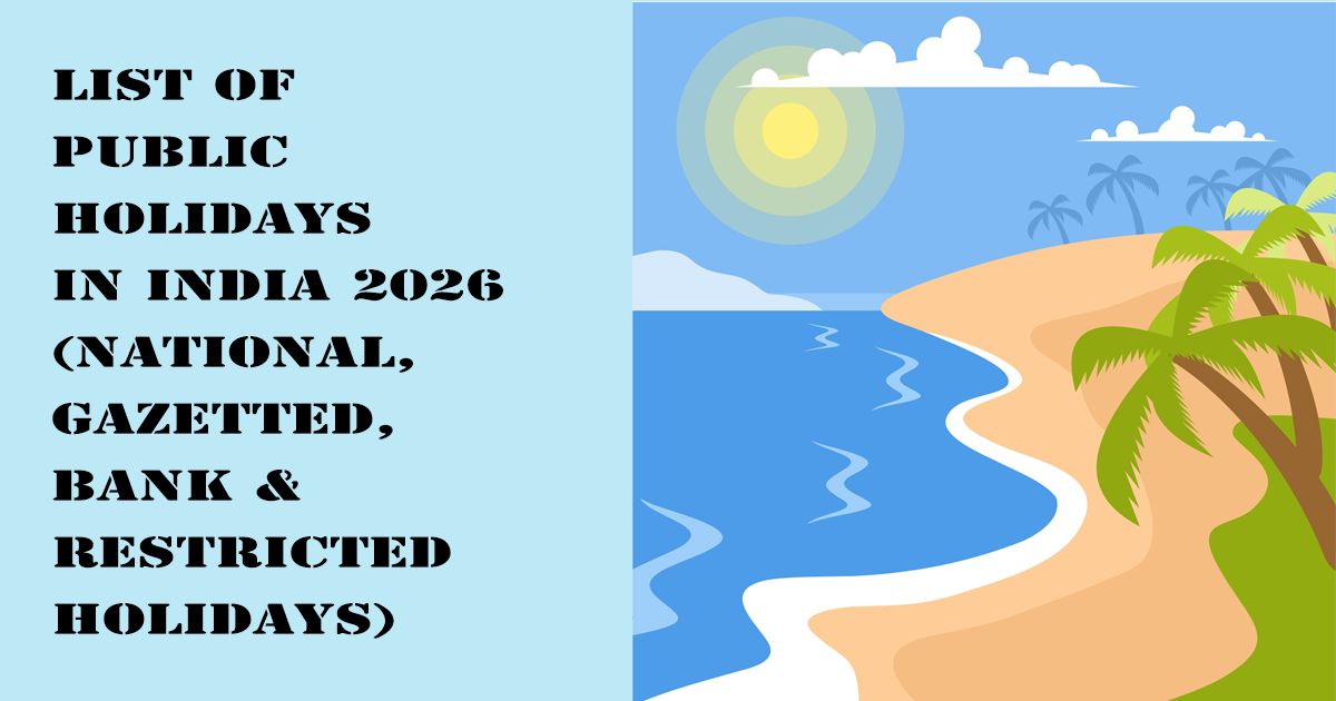 Designed Image with 'List of Public Holidays in India 2026 (National, Gazetted, Bank & Restricted Holidays)' text on it.